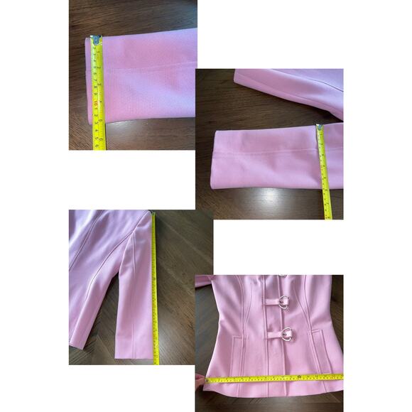 Dolce & Gabbana Pink Jacket Wool Leather Trim Buckles D&G Women 26/ 40 MOTH READ - Picture 6 of 16